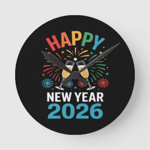 Gelukkig Nieuwjaar 2026 Feest Grappige Oud en Nieu Ronde Klok