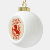 Gelukkig Nieuwjaar 2026 Fiery Horse Keramische Bal Ornament (Rechts)
