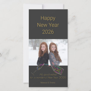 Gelukkig Nieuwjaar 2026 Fles Kleur Motivatie Foto Feestdagenkaart