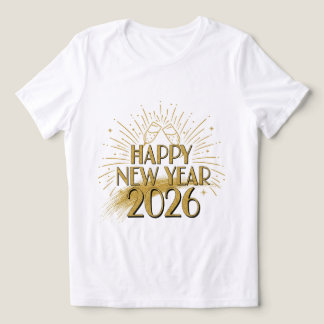 Gelukkig Nieuwjaar 2026 Glitter T-shirt voor Vrouw