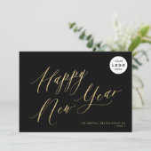 Gelukkig Nieuwjaar 2026 Gold Script Business LOGO Feestdagenkaart (Staand voorkant)