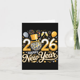 Gelukkig Nieuwjaar 2026 Gouden Feestelijke Viering Kaart