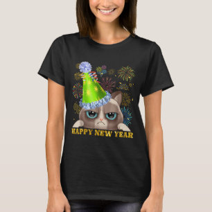 Gelukkig Nieuwjaar 2026 Grappige Kat Nieuwjaars Ho T-shirt