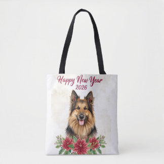 Gelukkig Nieuwjaar 2026 Hond Liefhebber Tote Tas