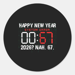 Gelukkig Nieuwjaar 2026 Humor Klok 6 7 Meme Systee Ronde Sticker