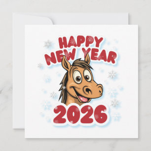 Gelukkig Nieuwjaar 2026: Jaar van de paardenmascot Kaart