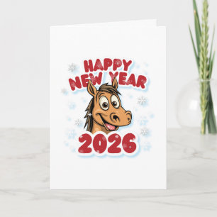 Gelukkig Nieuwjaar 2026: Jaar van het Paard Mascot Kaart