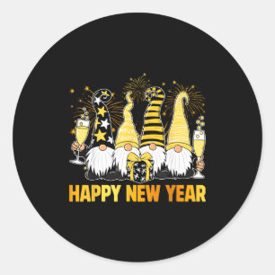 Gelukkig Nieuwjaar 2026 Kabouters Drinken Champagn Ronde Sticker