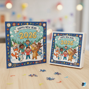 Gelukkig Nieuwjaar 2026 Kinderen Jigsaw Feestelijk Legpuzzel