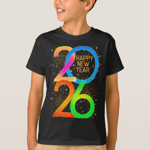 Gelukkig Nieuwjaar 2026 Kleur P Oud en Nieuw Manne T-shirt