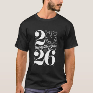 Gelukkig Nieuwjaar 2026 Middernacht Klok Aftellen T-shirt