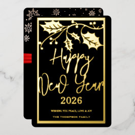 Gelukkig Nieuwjaar 2026, rode lint Folie Feestdagenkaart