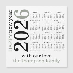 Gelukkig Nieuwjaar 2026 Sage Green White Kalender
