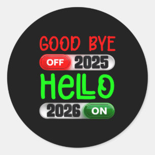 Gelukkig Nieuwjaar 2026 Vaarwel 2025 Hallo 2026 Ta Ronde Sticker
