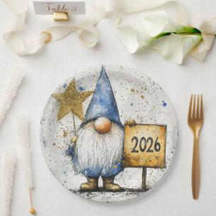 Gelukkig Nieuwjaar, 2026, Viering Papieren Bordje