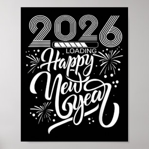 Gelukkig Nieuwjaar 2026 Vuurwerk laden Nieuwjaar P Poster