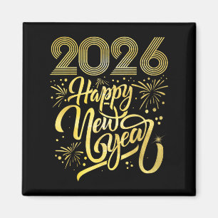 Gelukkig Nieuwjaar 2026 Vuurwerk Magneet