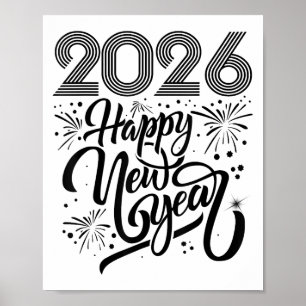 Gelukkig Nieuwjaar 2026 Vuurwerk Poster