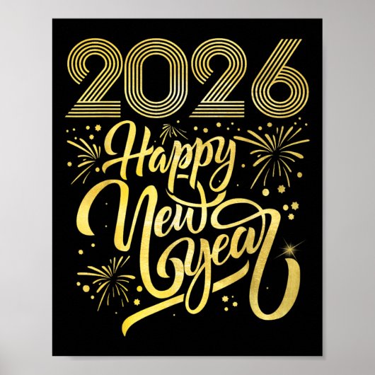 Gelukkig Nieuwjaar 2026 Vuurwerk Poster (Voorkant)