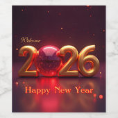 Gelukkig nieuwjaar 2026 wijn etiket (Enkel label)