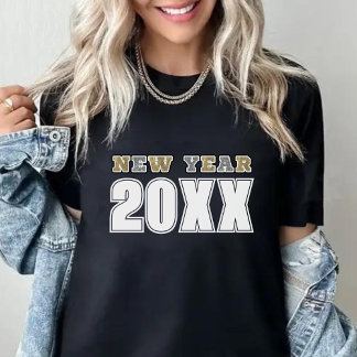 Gelukkig Nieuwjaar 2026 Zwart Zilver & Goud Glitte T-shirt