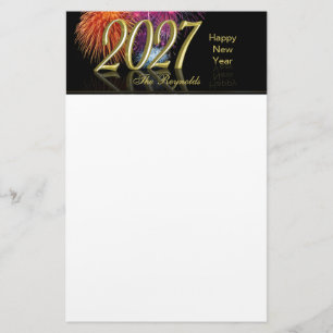 Gelukkig Nieuwjaar 2027 Gouden Vuurwerk Briefpapier