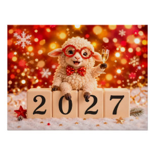 Gelukkig Nieuwjaar 2027 Jaar van de Geit Schaap Perfect Poster