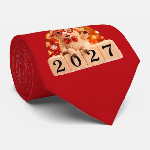 Gelukkig Nieuwjaar 2027 Jaar van de Geit Schaap Stropdas