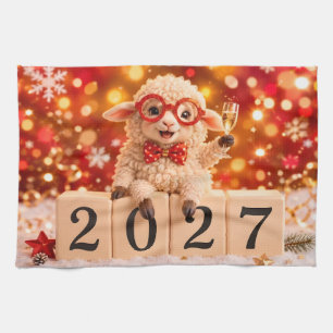Gelukkig Nieuwjaar 2027 Jaar van de Geit Schaap Theedoek