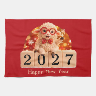 Gelukkig Nieuwjaar 2027 Jaar van de Geit Schaap Theedoek