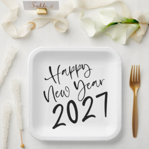 Gelukkig Nieuwjaar 2027 Zwart Schrift Papieren Bordje