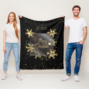 Gelukkig Nieuwjaar 20XX & Gouden Kerst Luxe Fleece Deken