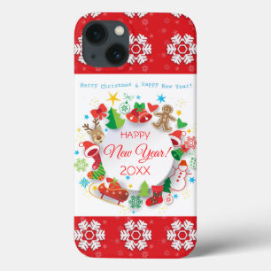Gelukkig nieuwjaar 20XX & kersttekens iPhone 13 Hoesje