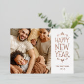 Gelukkig Nieuwjaar 4 foto Folie Feestdagenkaart (Staand Voorkant)