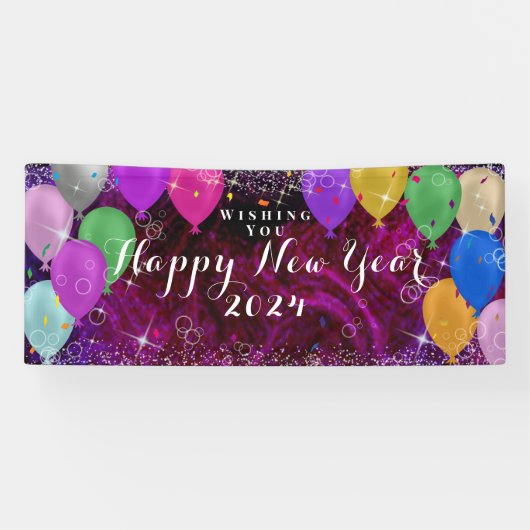 Gelukkig Nieuwjaar ballon banner (Horizontaal)