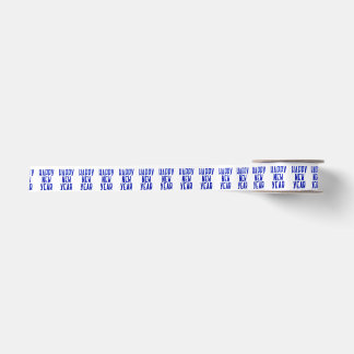 Gelukkig Nieuwjaar Blauw Witte Cadeaupapier Lint