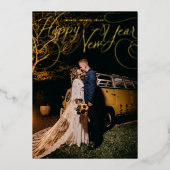 Gelukkig Nieuwjaar Calligraphy Vakantiefoto Foliek Folie Feestdagenkaart (Voorkant)