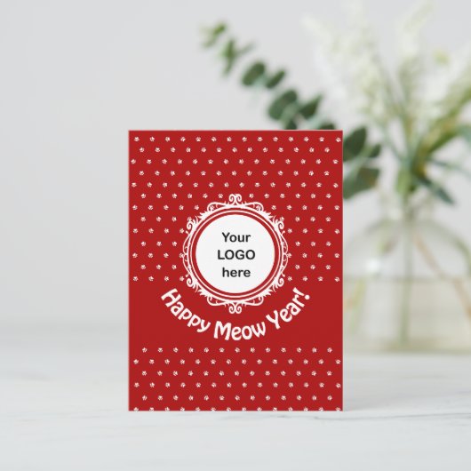 'Gelukkig Nieuwjaar' Cat Business Kerstvakantie Briefkaart (Staand voorkant)