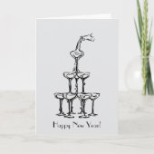 Gelukkig Nieuwjaar Champagne Tower Kaart (Voorkant)