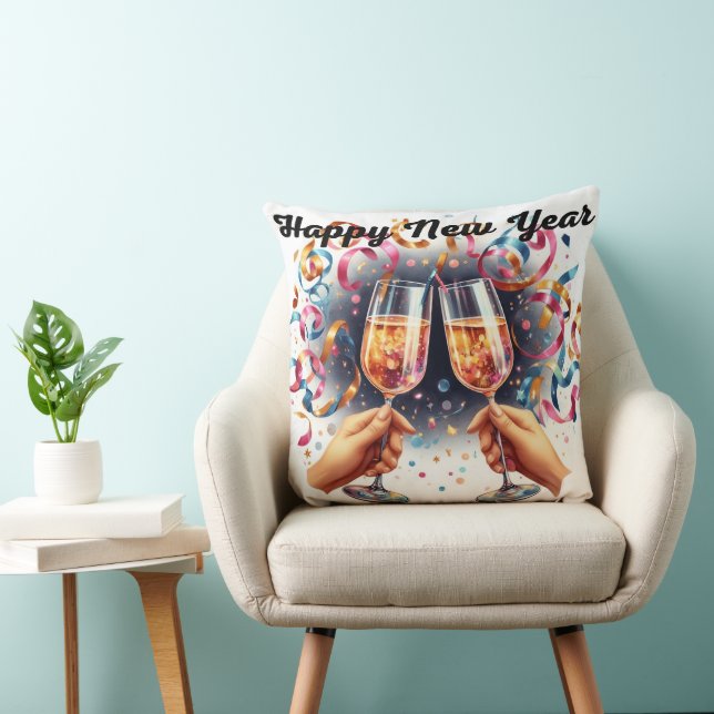 Gelukkig Nieuwjaar, champagne wensen Kussen (Stoel)