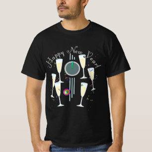 Gelukkig Nieuwjaar - Champagneglazen en klok T-shirt