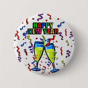 Gelukkig Nieuwjaar Dag_ Button_by Elenne Ronde Button 5,7 Cm