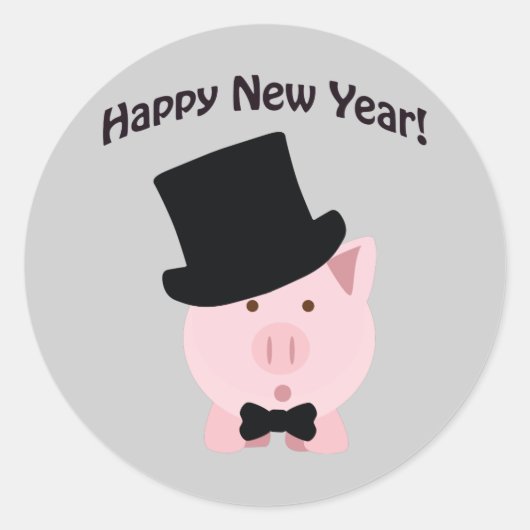 Gelukkig nieuwjaar! Dapper Pig Ronde Sticker (Voorkant)