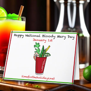 Gelukkig Nieuwjaar en Bloody Mary-dag Receptkaart Kaart