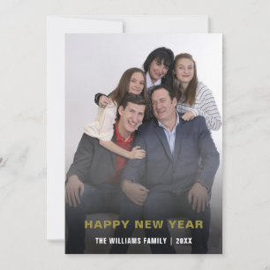 Gelukkig Nieuwjaar Familie Foto Minimalistische Ty Feestdagenkaart