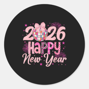 Gelukkig Nieuwjaar Feest 2026 Disco Bal Familie Ma Ronde Sticker
