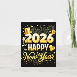 Gelukkig Nieuwjaar Feest 2026 Grappige Ballon Fami Kaart