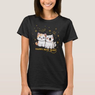 Gelukkig Nieuwjaar Feest Kat Pun T-shirt