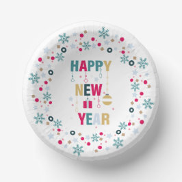 Gelukkig nieuwjaar feest papieren kommen