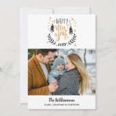 Gelukkig Nieuwjaar Foto Leuk Feestelijke Hand getr Feestdagenkaart (Voorkant)